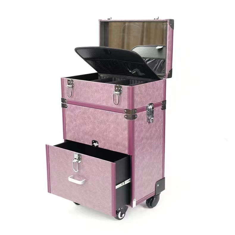 METAL MAKEUP TROLLEY BOX WITH DRAWER